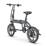Blutron EB380F foldable ebike lightweight: Gray-framed model featuring front/rear disc brakes, rear tail light, and BLUTRON branding, displayed against a plain white background