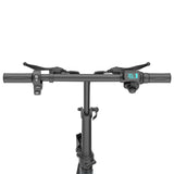 Blutron EB380F folding commuter ebike: Handlebar close-up featuring digital display (showing "35"), control buttons, brake levers, and folding components, set against a plain white background